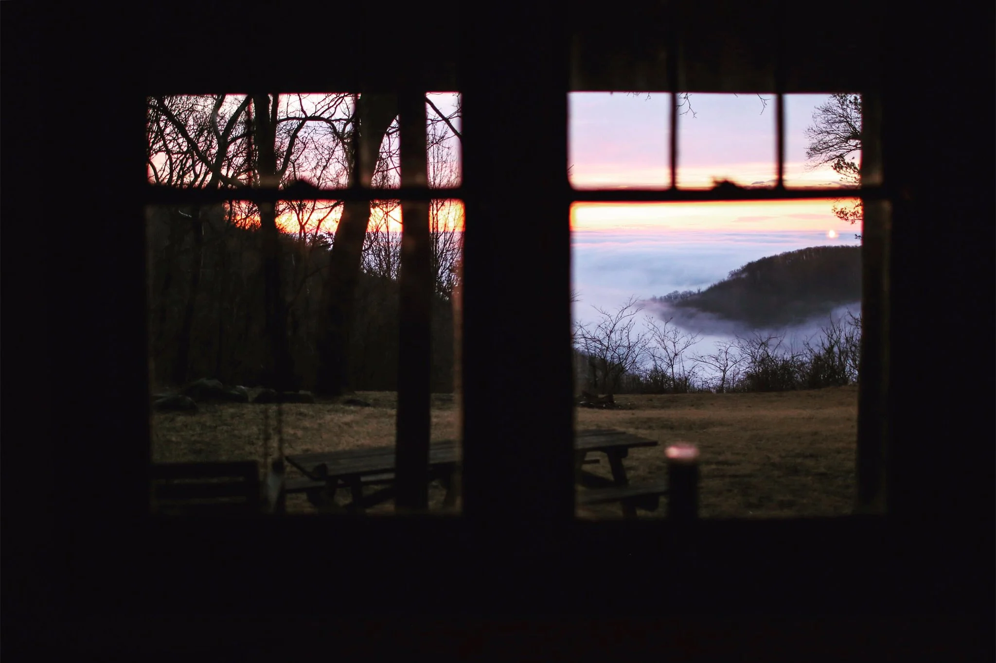Sitting above the clouds for sunrise in Virginia.
