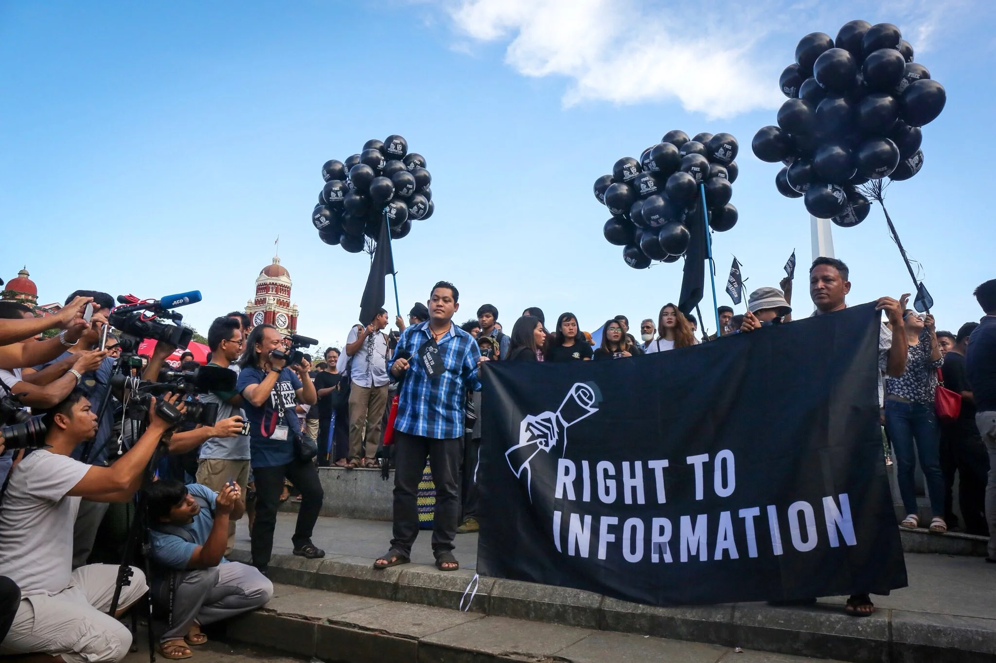 The “Right to Information” demonstration in Yangon, which had a disappointing turnout.