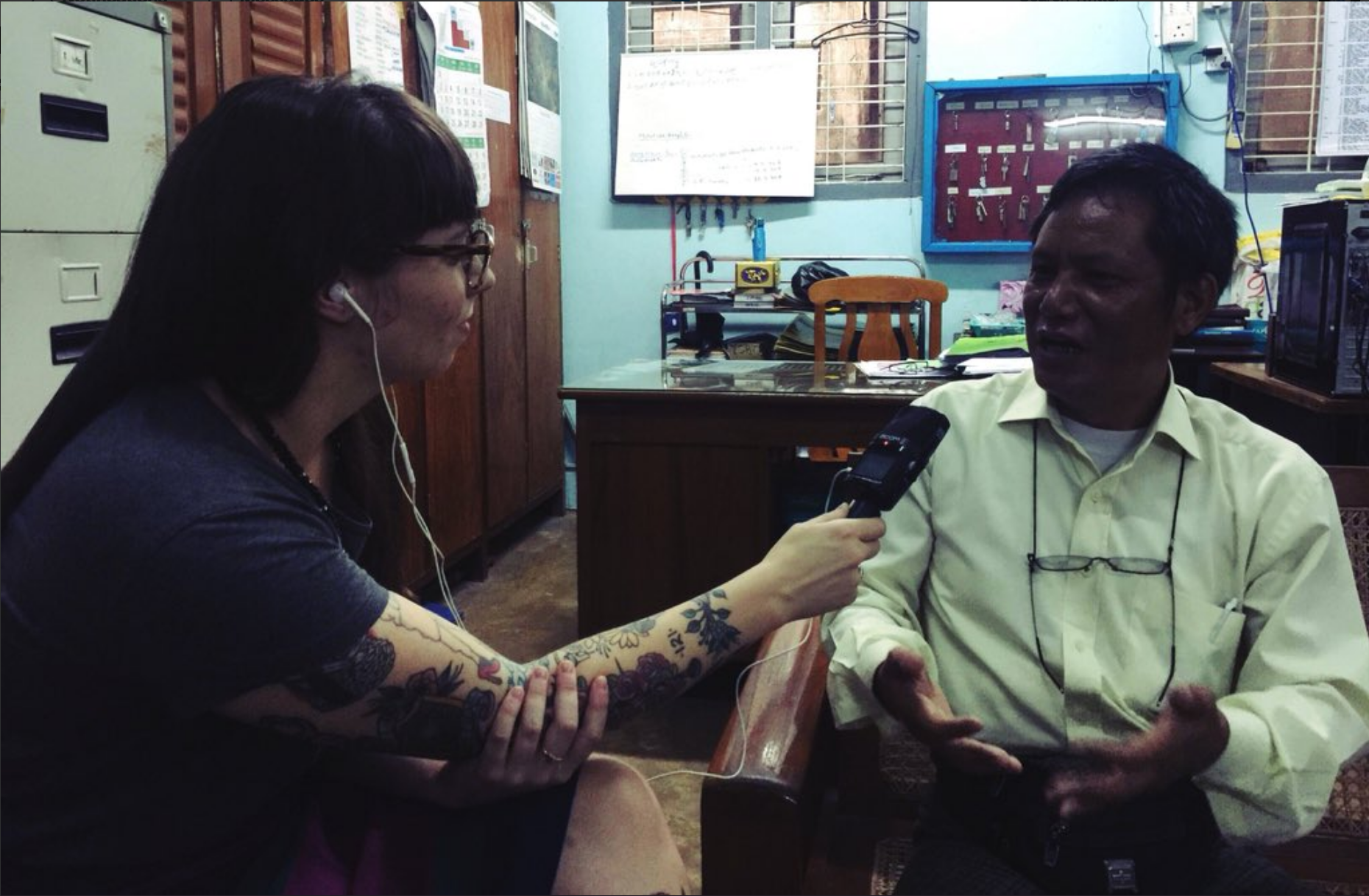 Myself, recording a Seyin elder who is working to pass down the ethnic group’s native tongue.