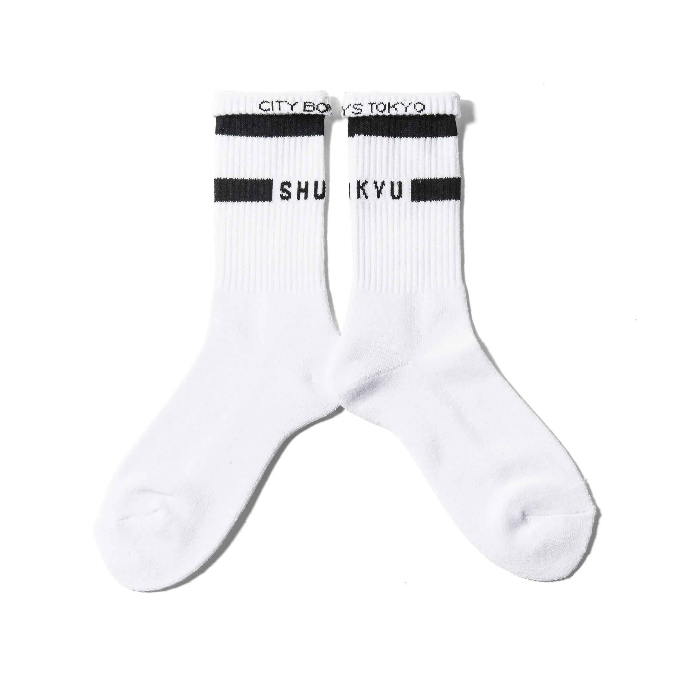SHUKYU MAGAZINE × CITY BOYS FC “SHUKYU” SOCKS : WHT × BLK 1.jpeg