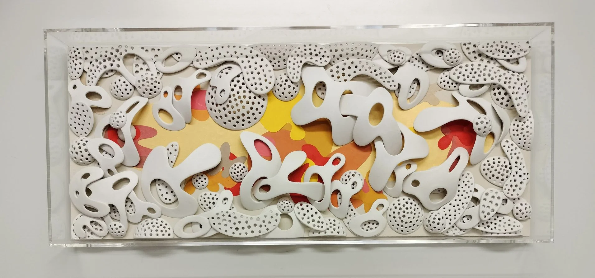 Absence&Prescence 2025. Mixed Media Wall Relief. 28cmHx65cmWx6cmD. Fiona Murphy