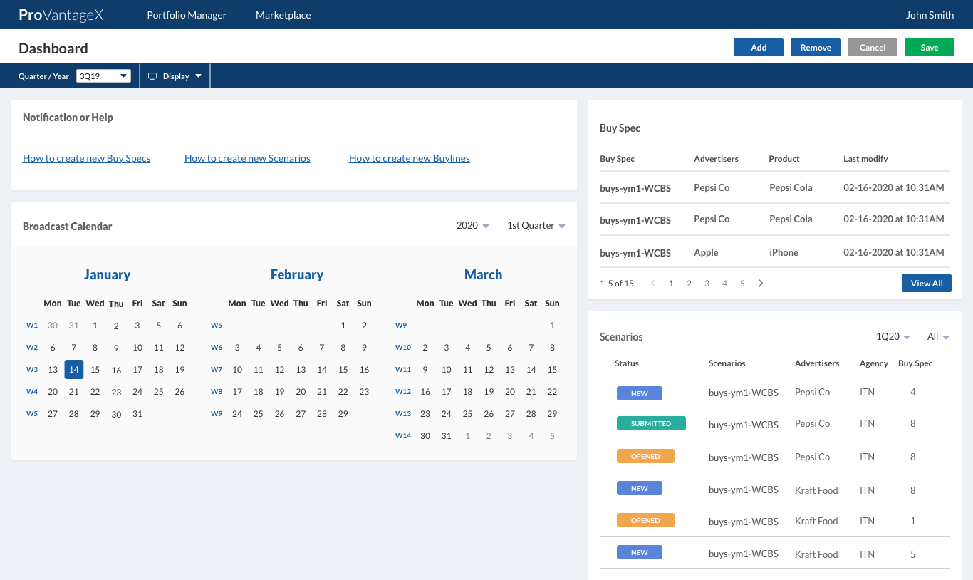 Initial UI Design for the new dashboard landing page