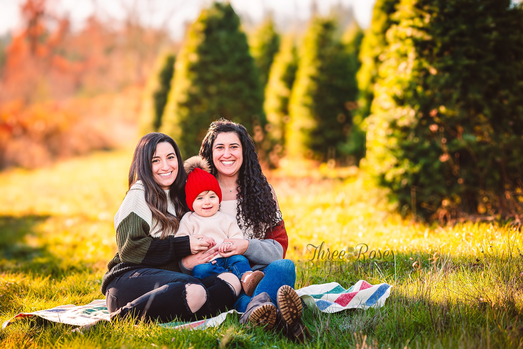  a mother with her daughter, and her sister have photos taken at a christmas tree farm   dallas oregon  family photographer 