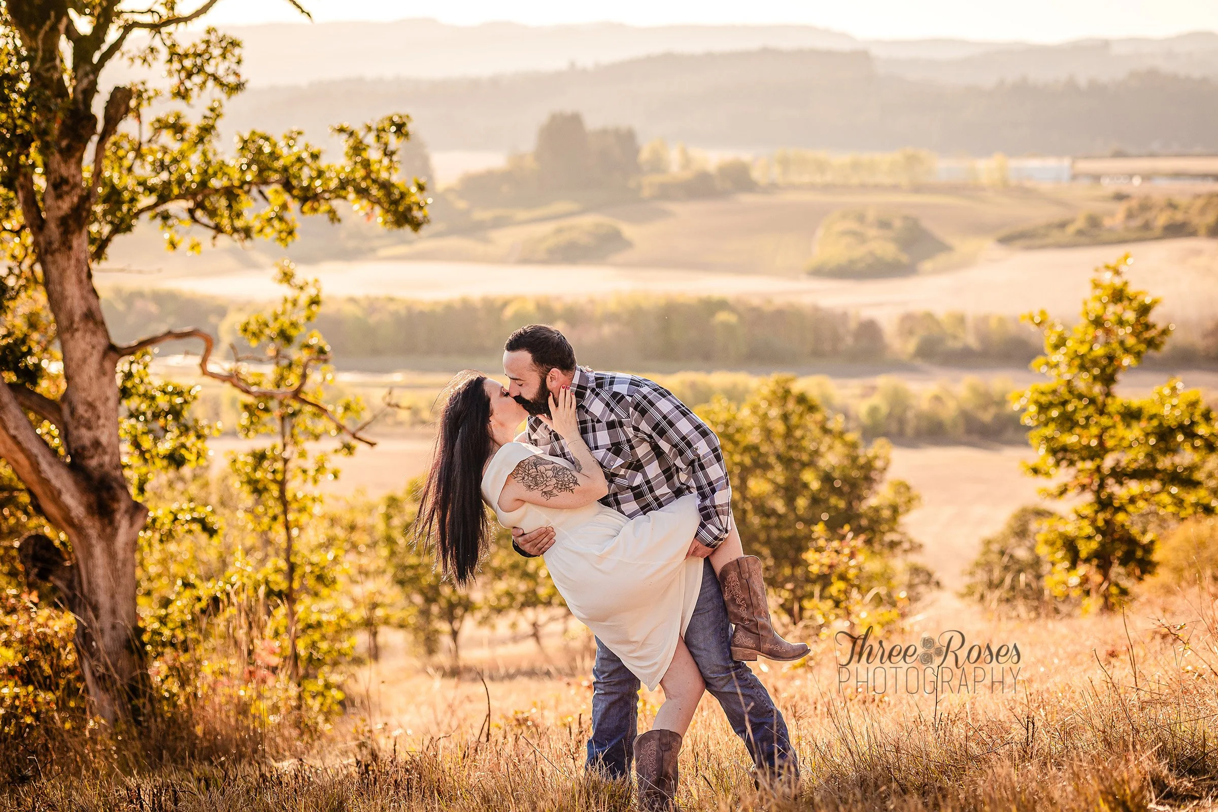 engagement golden hour dip