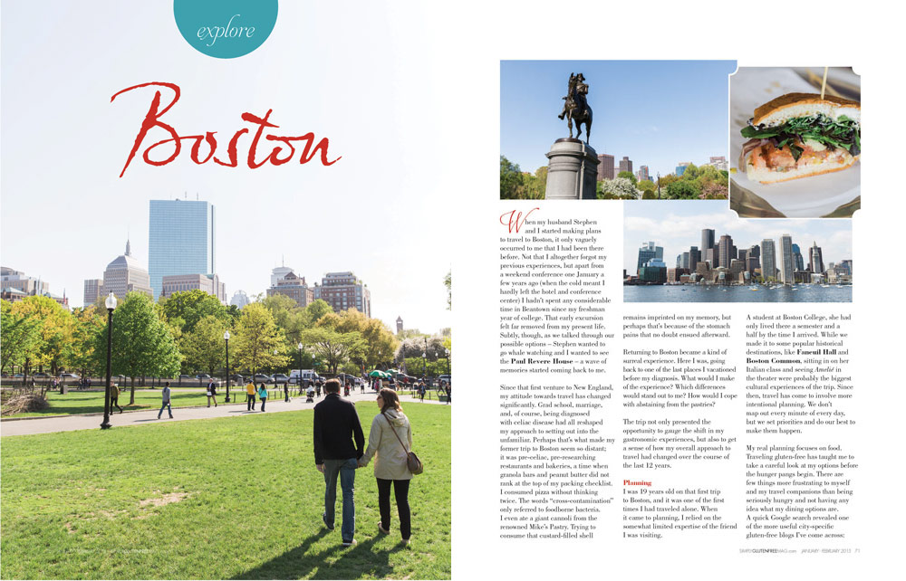 Explore: Boston, Simply Gluten Free, Jan/Feb 2015