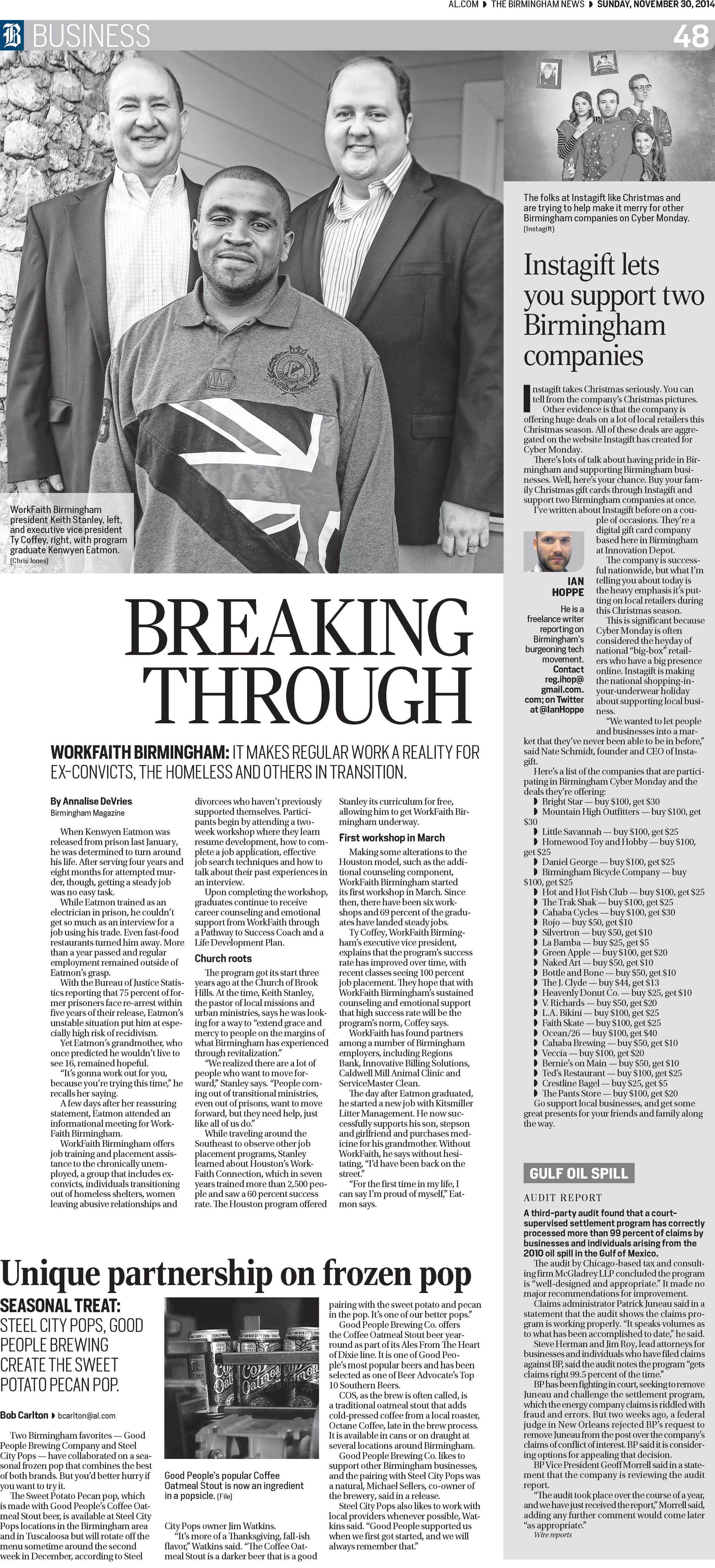 WorkFaith Birmingham, Birmingham Magazine & Birmingham News, Nov 2014