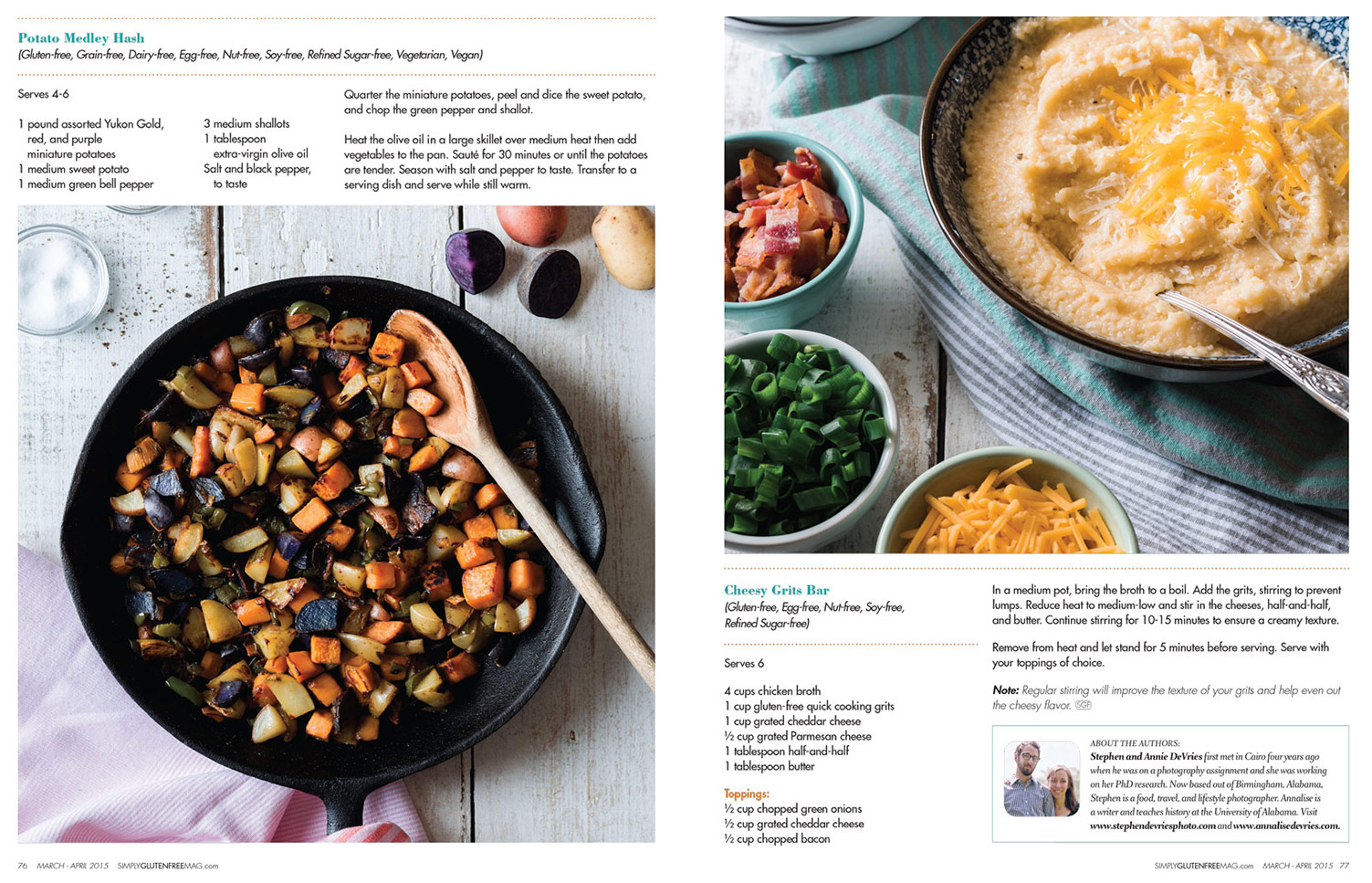 "Hearty Brunch Staples," Simply Gluten Free, March/April 2015 - Writing, recipe development, and styling