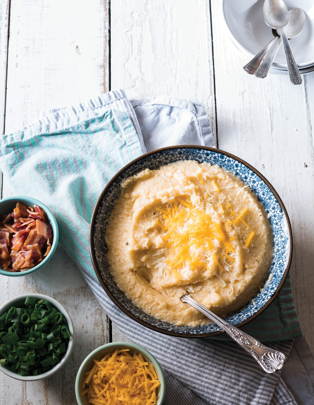 Cheesy grits bar, Simply Gluten Free, Recipe development, food & prop styling