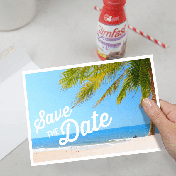 COPY: Destination wedding in the cards? Use it as motivation to send the extra pounds packing. RSVP "Yes" to a slimmer you!