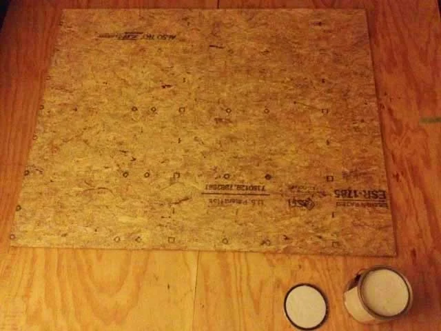For the floor in the kitchen area, I started with a piece of 3/4" thick plywood that measures about 4'x5'...