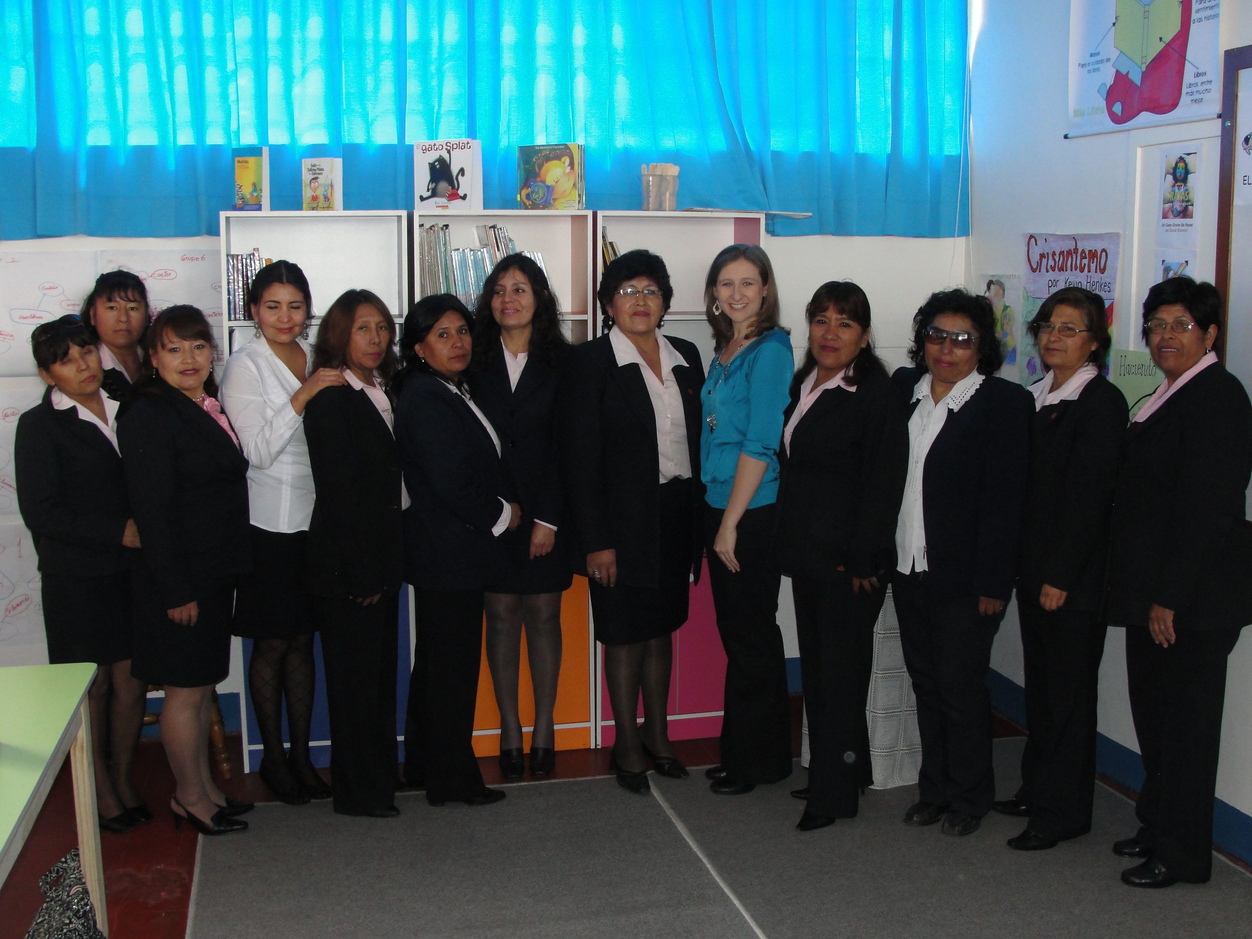 Lucia (CUDA Living Library director) and me posing with most of the teachers from the school from this school year