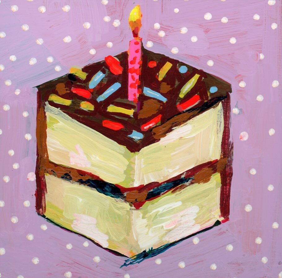 Because it&rsquo;s Friday and you deserve it ✨

Tiny 4 x 4 inch birthday cake study on birch panel. 

#charleston #foodart #rachaelnerney #birthdaycake #foodillustrator #charlestonartist #chstoday #chsdaily