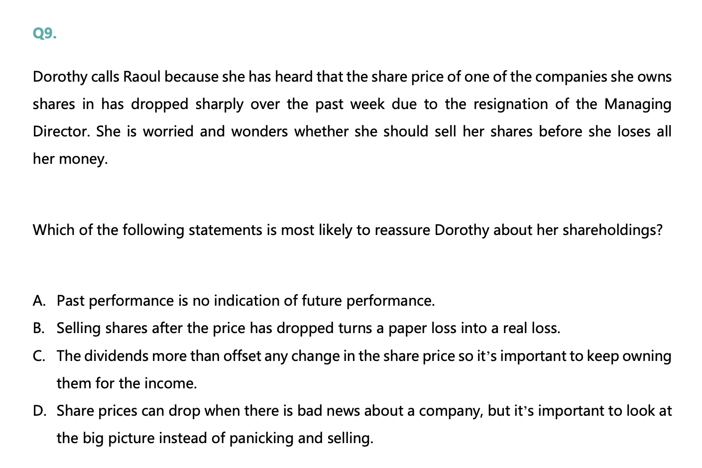 Question 9 - FASEA Practice Exam