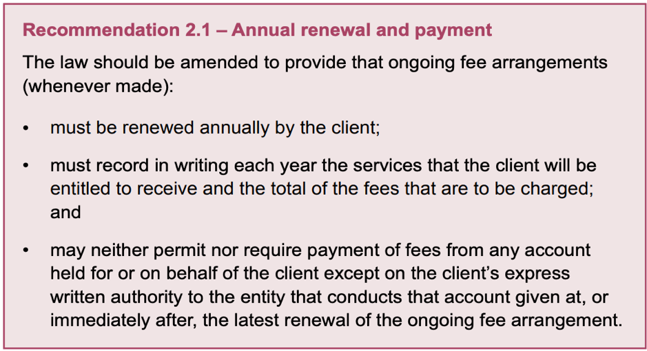 Renewal notice financial planning