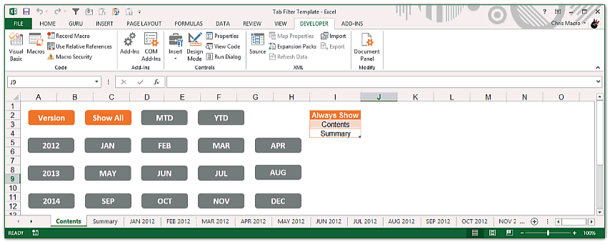 The Tab Filter Template The Spreadsheet Guru