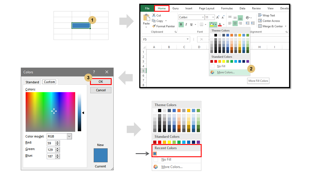 Excel Vba To Add Custom Colors To Recent Colors Section Of