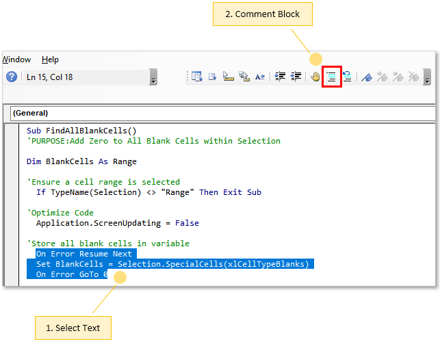 How To Add Comments Notes To Your VBA Code