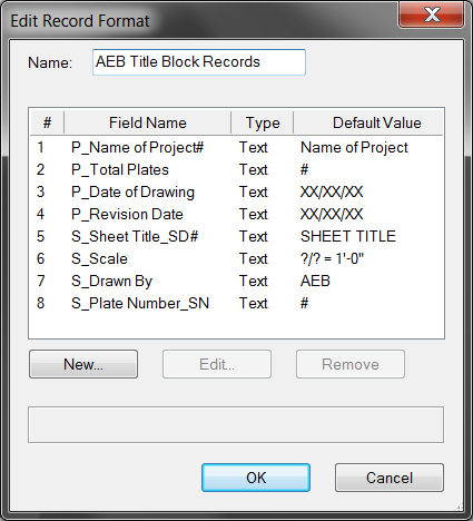 Example Record Fields with Field Name Modifiers
