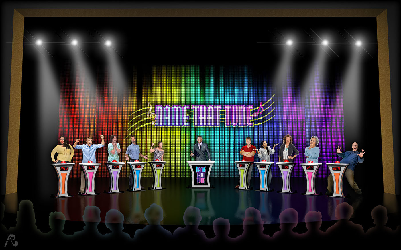 Scenic design rendering for Name That Tune (Quantum of the Seas & Anthem of the Seas).