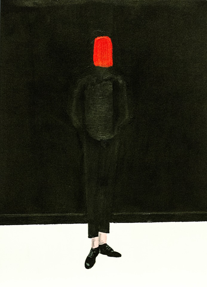 "man with red over face" by Steven Broadhead