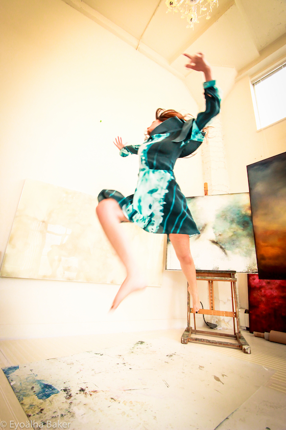 Artist Jumper www.athenabax.com in her studio in Vancouver.
