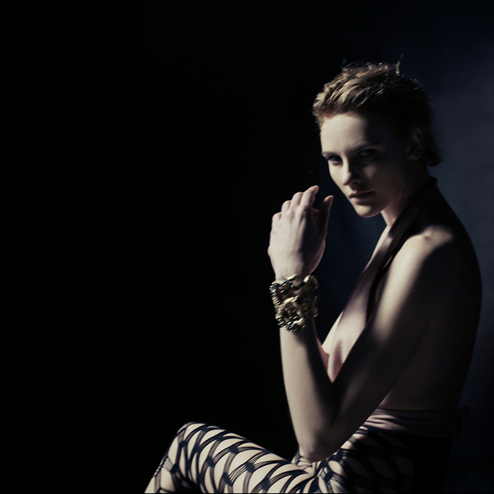 Top by Gian Marco Funari Collant are Vintage Jewels are Roberto Cavalli