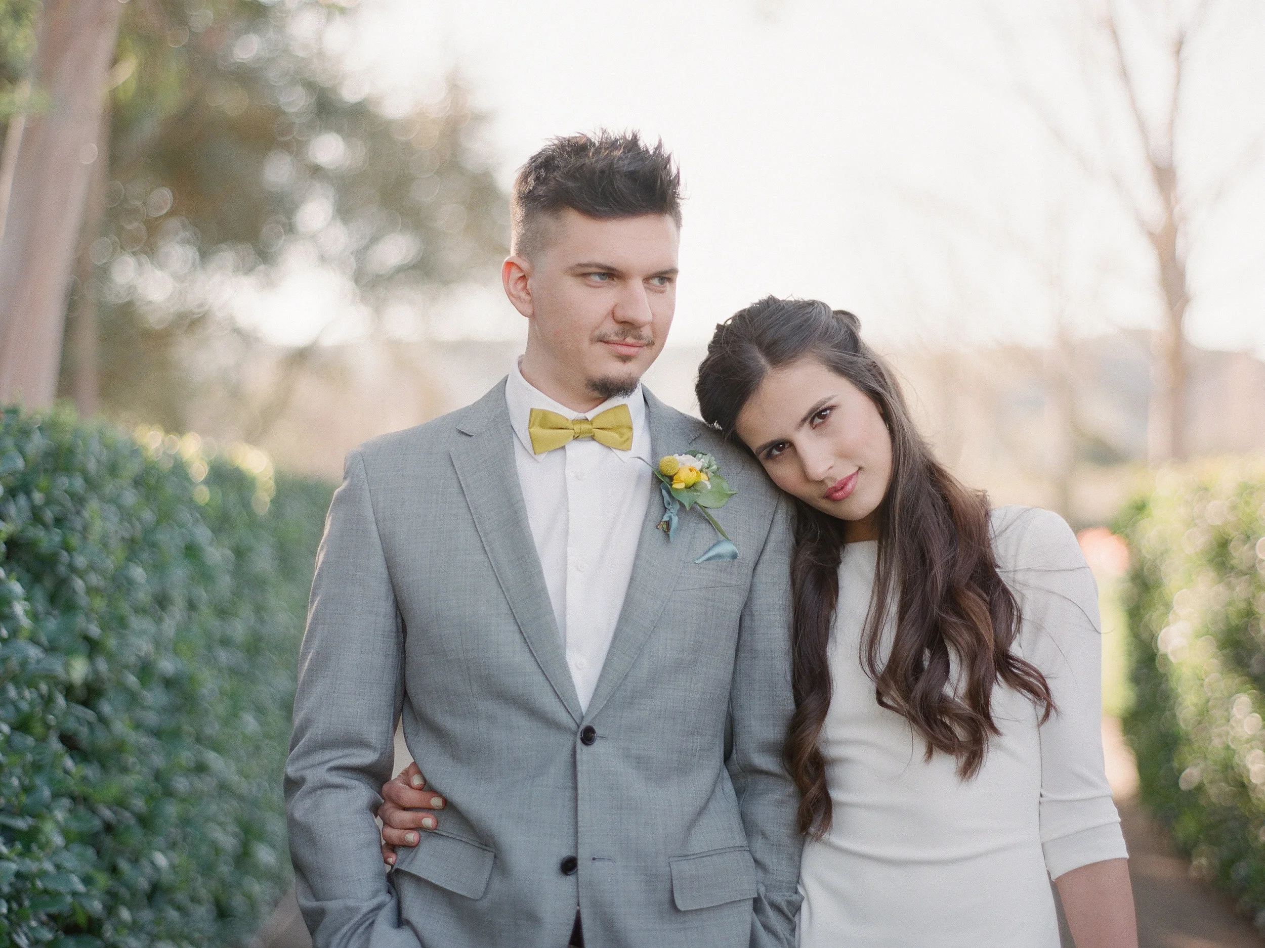 mid century inspired bride and groom