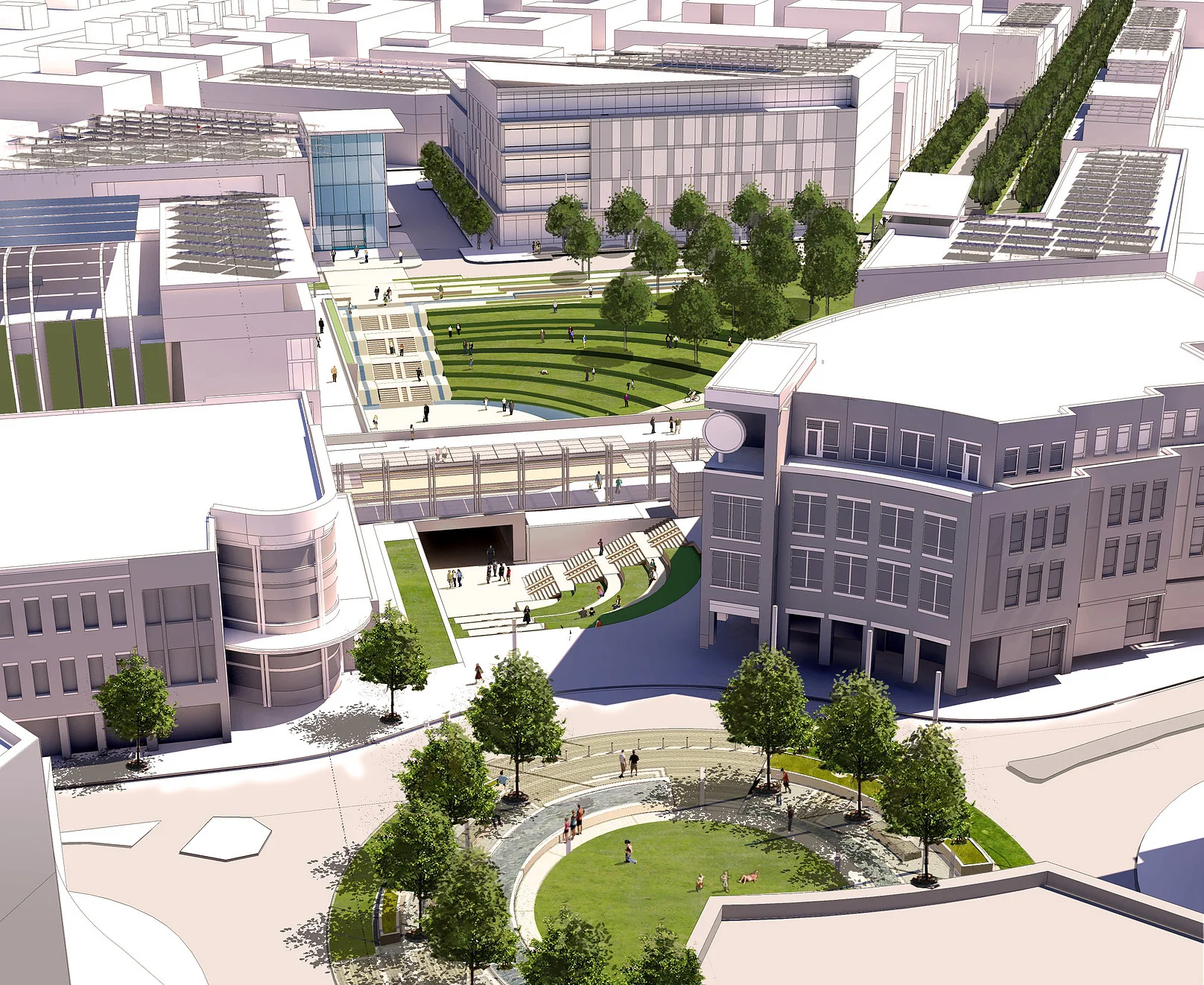 Birds eye view of 'Uptown South' viewed from the north.
