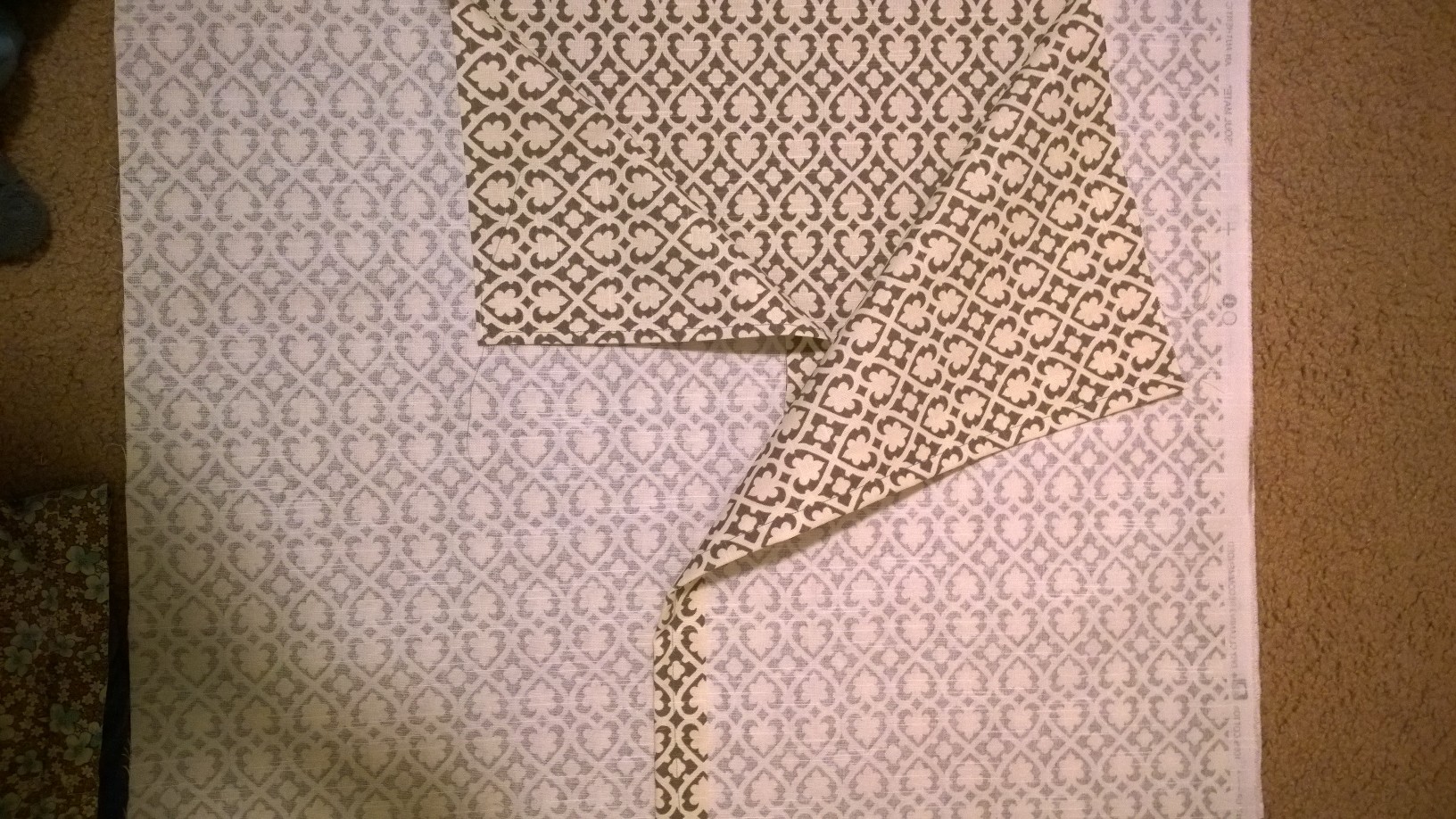 3 panels, inside out to line up before sewing