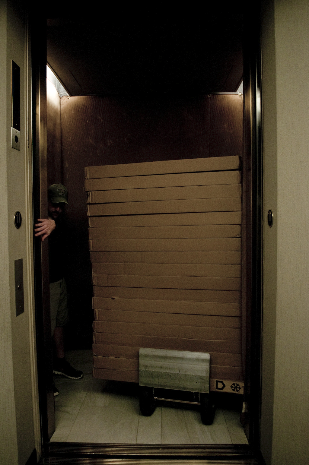 All the pieces coming up the elevator!