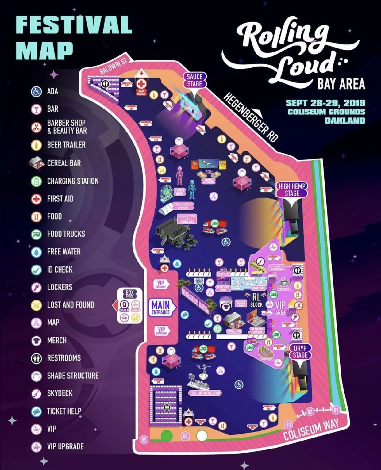 Rolling Loud Bay Area 2019 Site Map