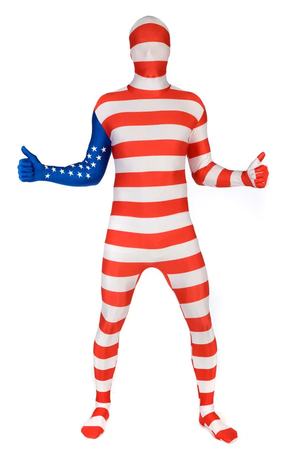 美国版连体紧身国旗装。
