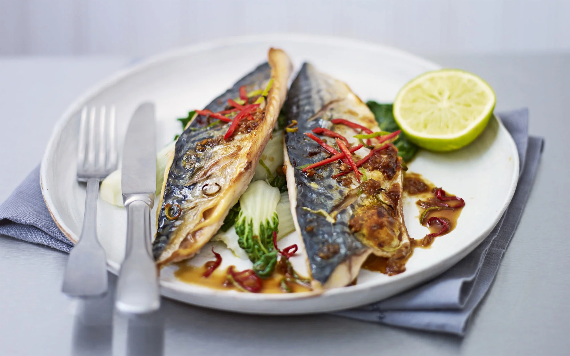 Grilled mackerel with sweet soy glaze