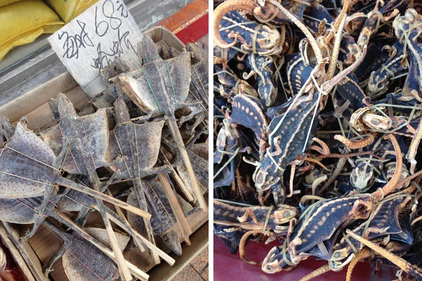 上环装满干海鲜的箱子。