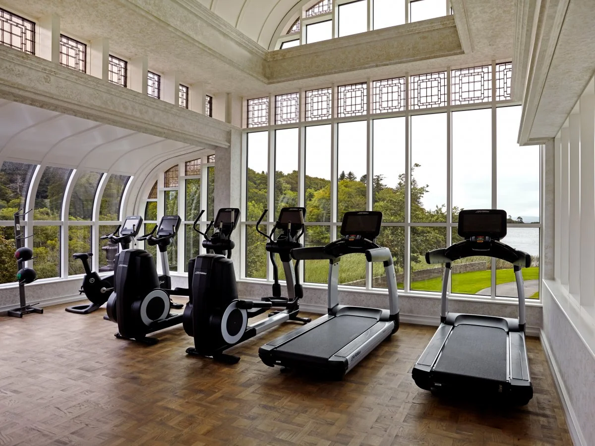 The spa also has its own gym with floor-to-ceiling windows, lots of fitness equipment, and personal trainers guests can reserve.