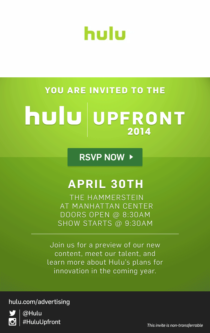 Hulu Upfront Email Invite