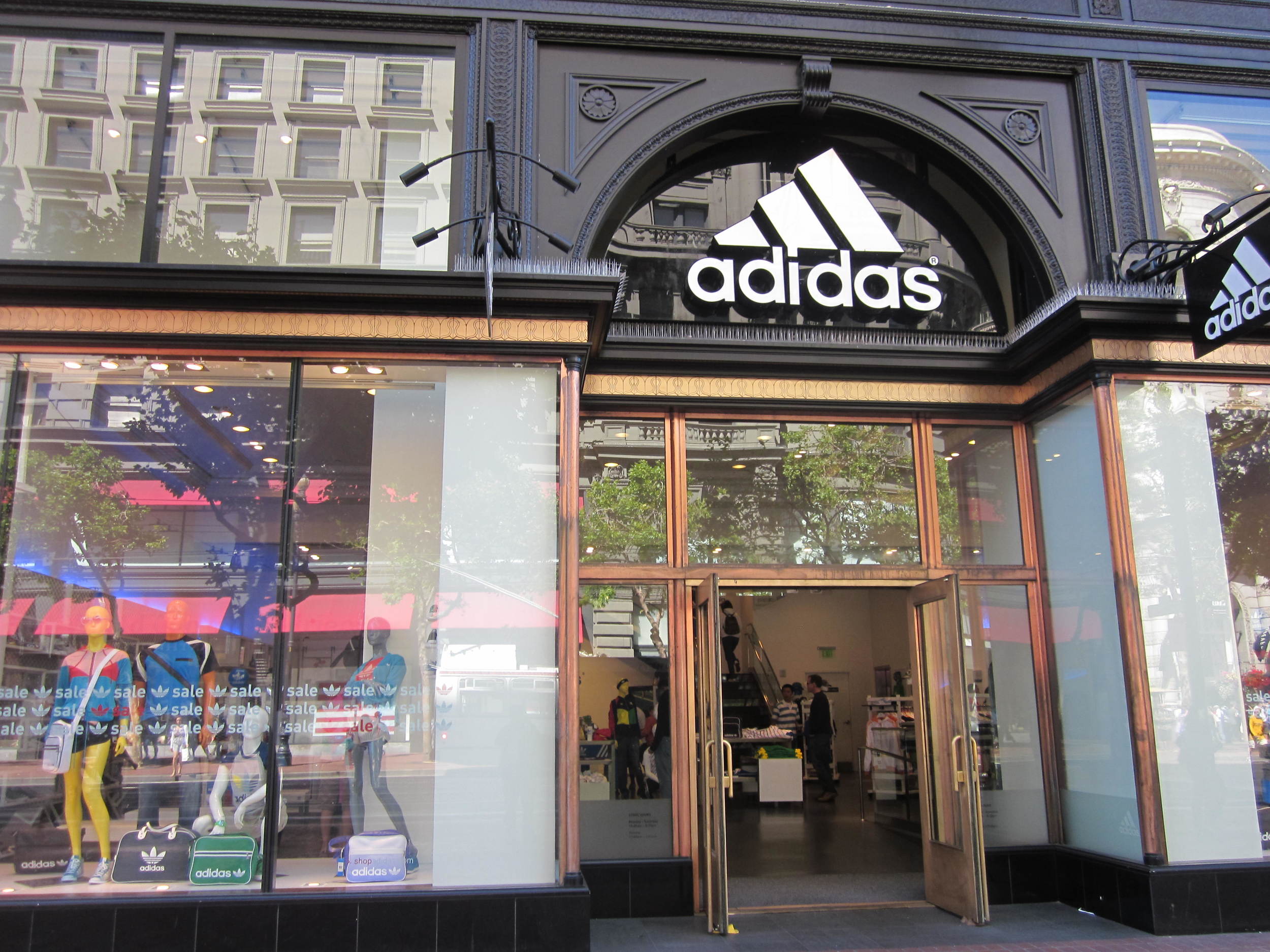  "Adidas, Westfield SF Centre 1" by BrokenSphere - Own work. Licensed under Creative Commons Attribution-Share Alike 3.0 via Wikimedia Commons - http://commons.wikimedia.org/wiki/File:Adidas,_Westfield_SF_Centre_1.JPG#mediaviewer/File:Adidas,_Westfie