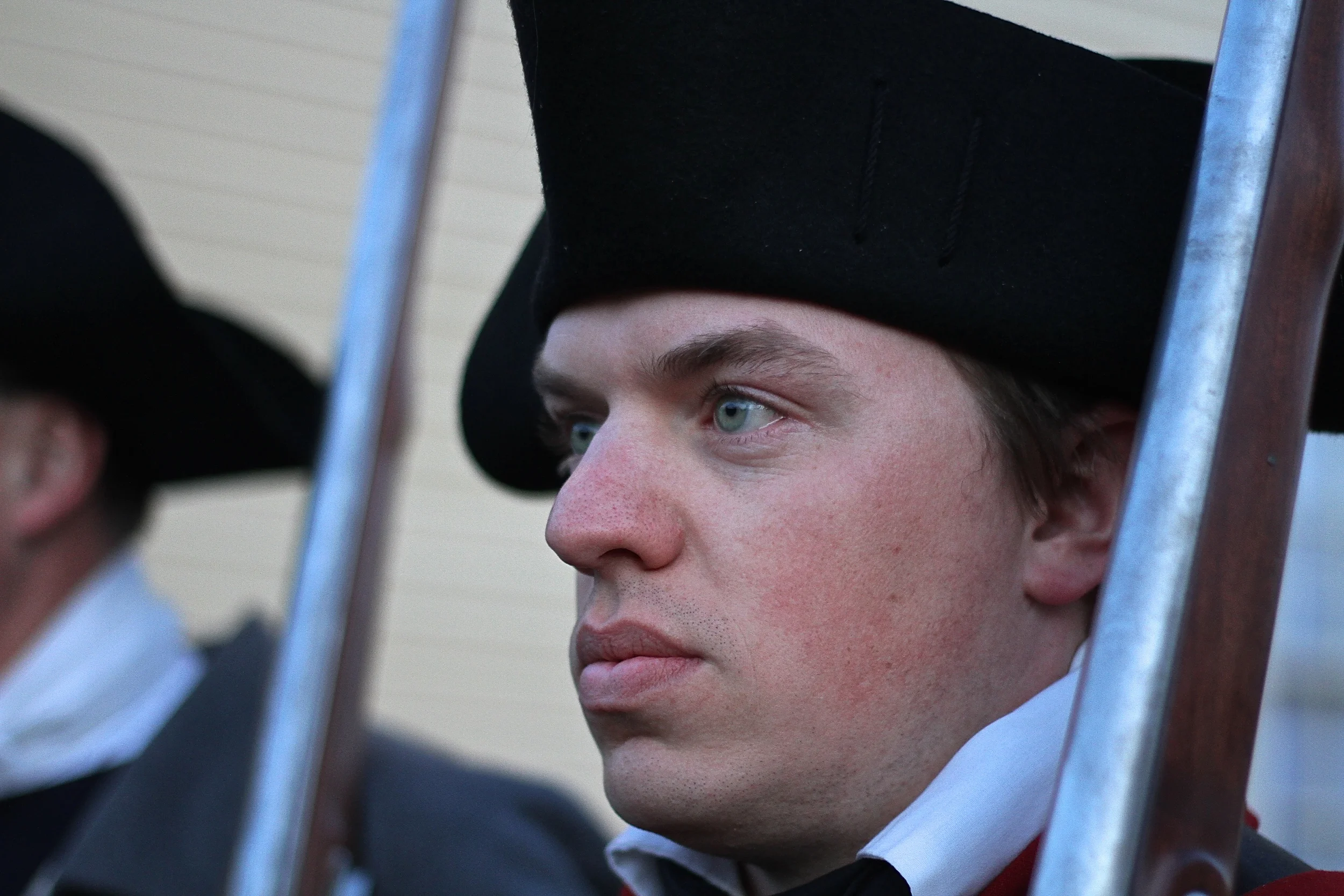 I took this photo of a Lexington Minuteman. He was practicing for the Patriots Day Reenactment. We didn't have time to talk. 