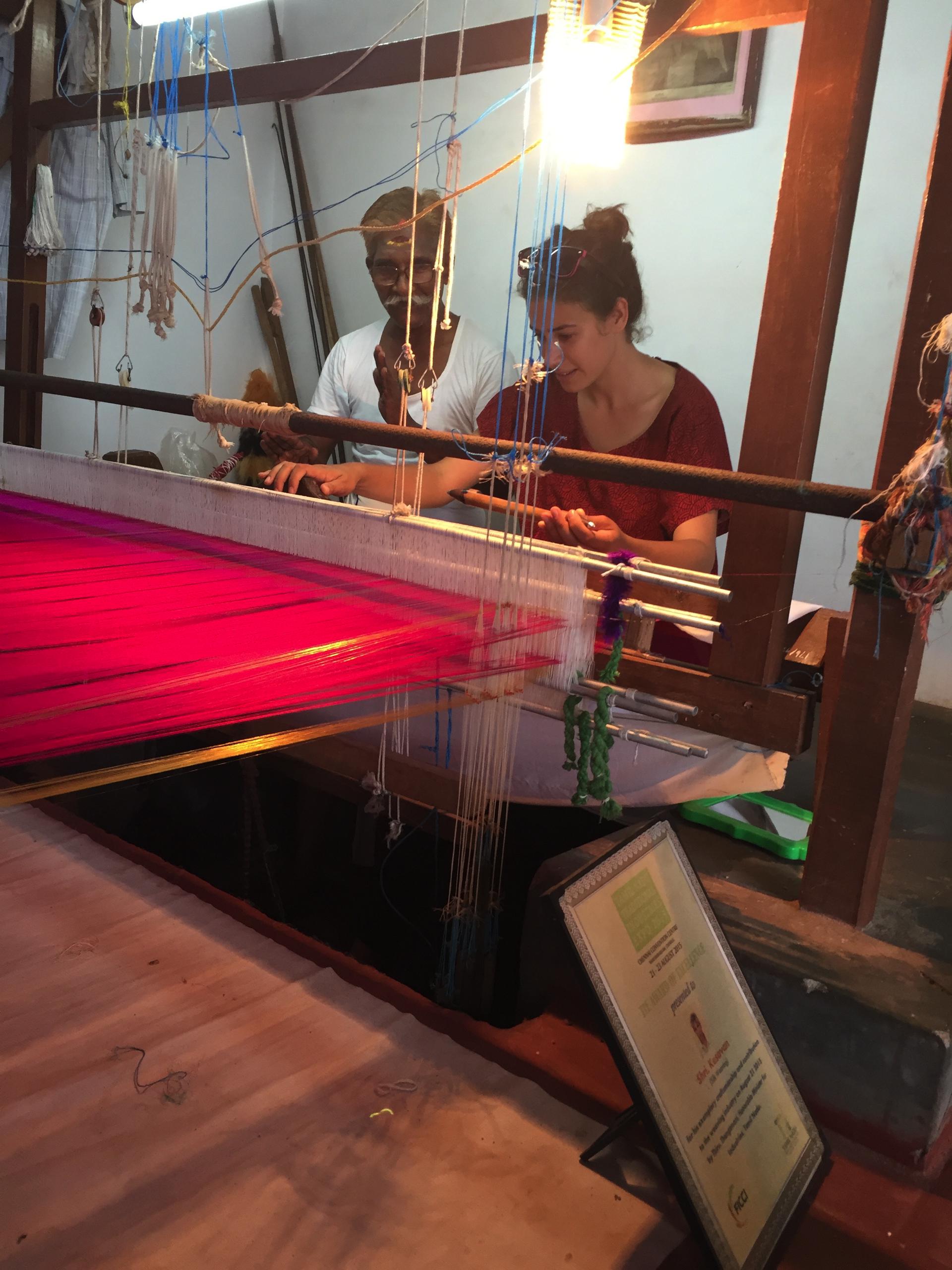 Silk sari weaving