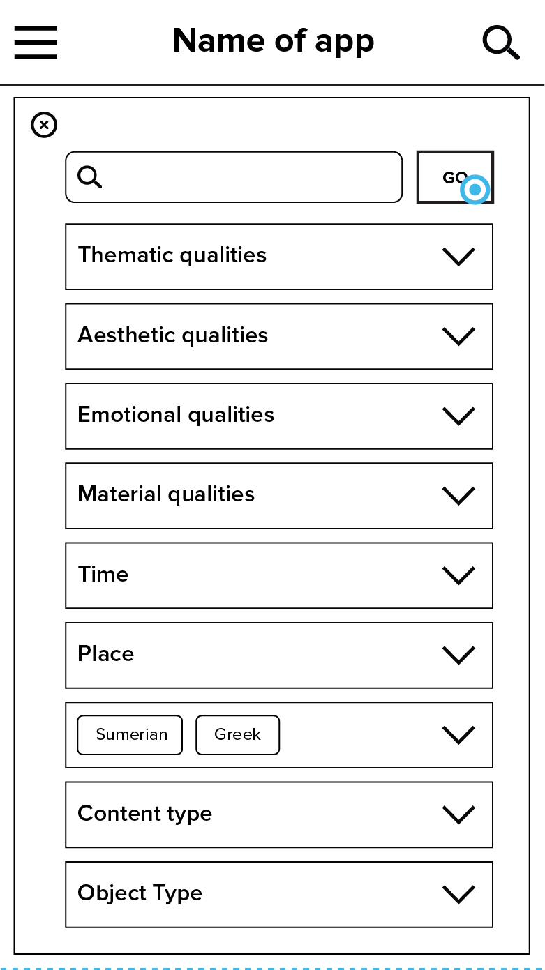 Filter menu selection