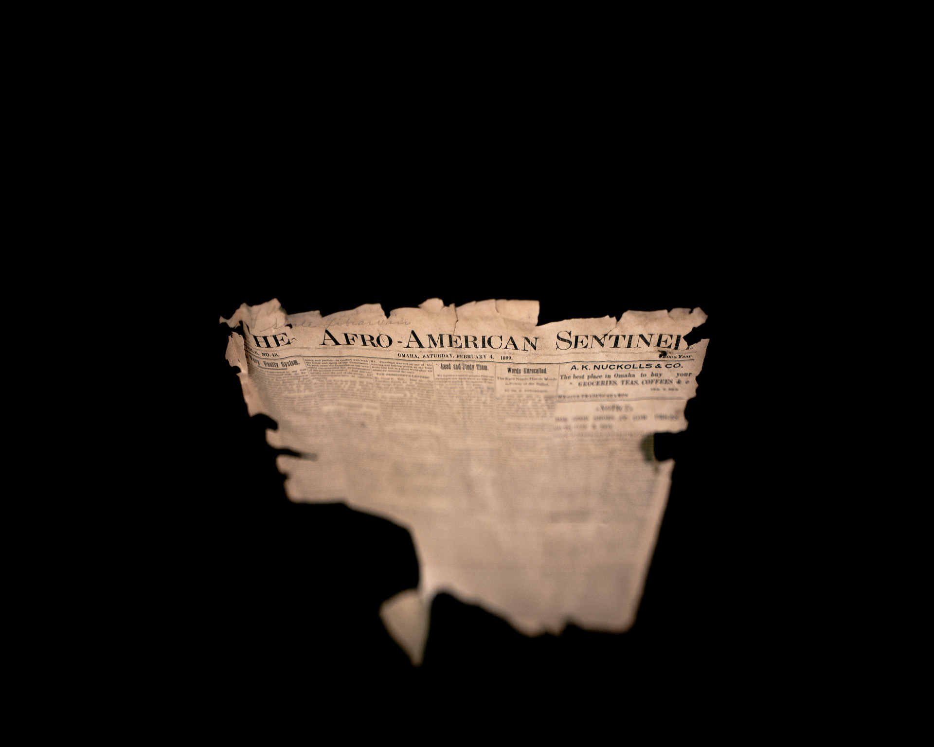 Afro-American Sentinel, 1899. Great Plain Black History Museum. Omaha, NE. © Wendel White