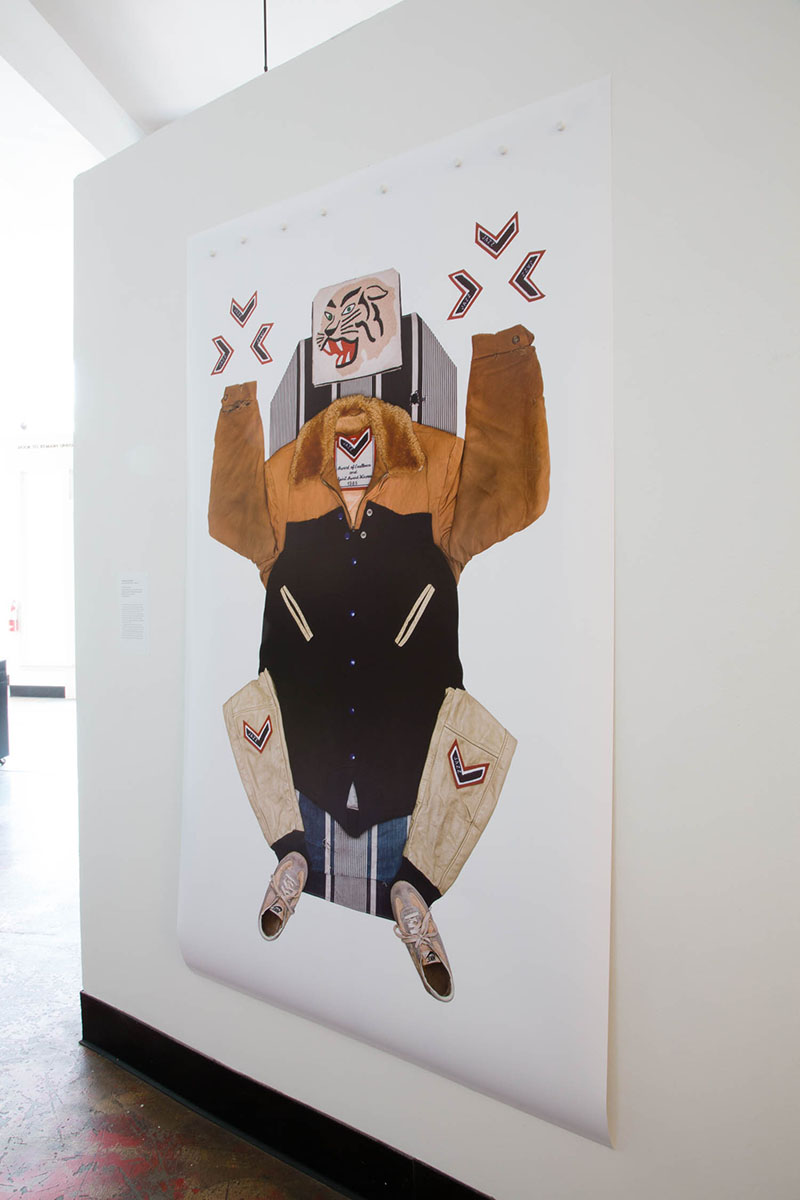 Maikoiyo Alley-Barnes, "Wait! Wait! Don't Shoot! (An Incantation for Trayvon and Jazz), print iteration, 2018. Installation photograph © Lilly Everett