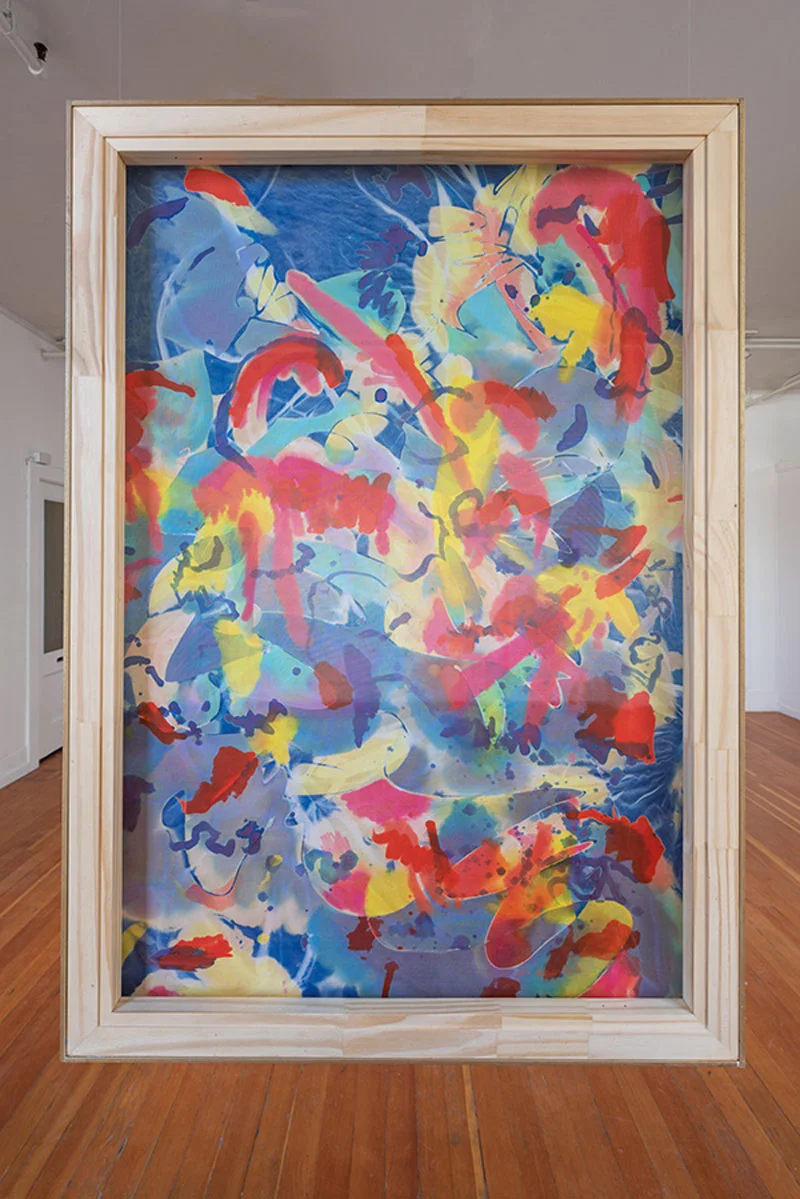 Partytime, 2018 31"x43 cyanotype and dye on silk © Anne Hall