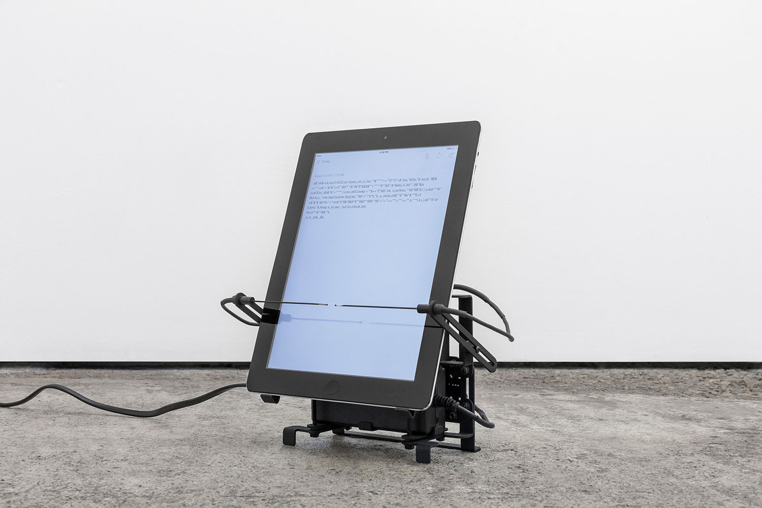 Possession Without the Body #6 (2019) Dimensions variable. Water-jet cut steel, Apple iPad, electrical components, electricity. © Mathew Kneebone