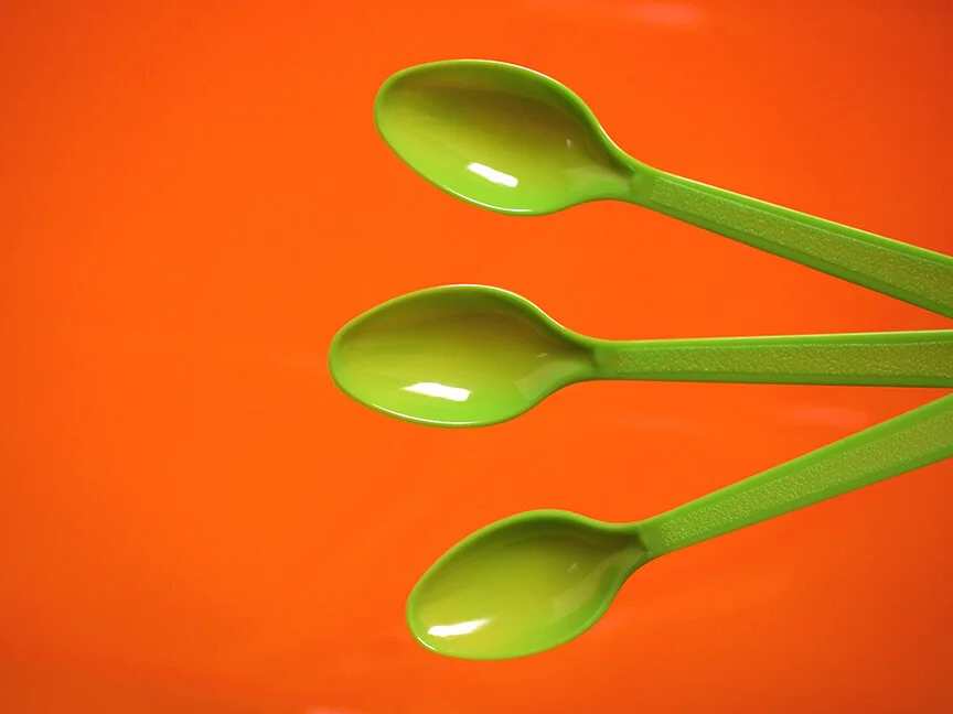 Green Spoons and Orange Tablecloth