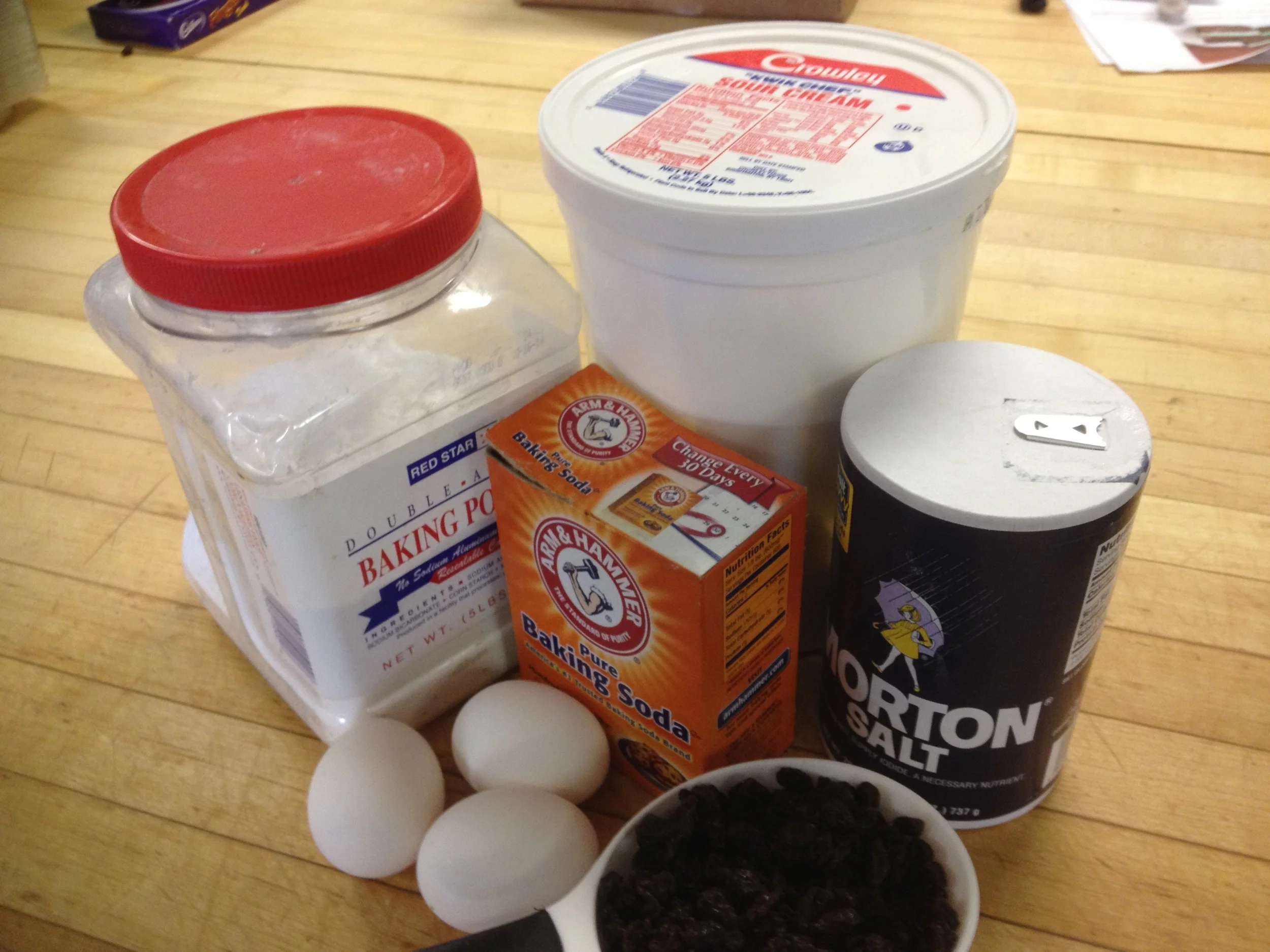 Starting with the basics I plump the raisins in water for 2 minutes in the microwave, then drain and add to the douhg