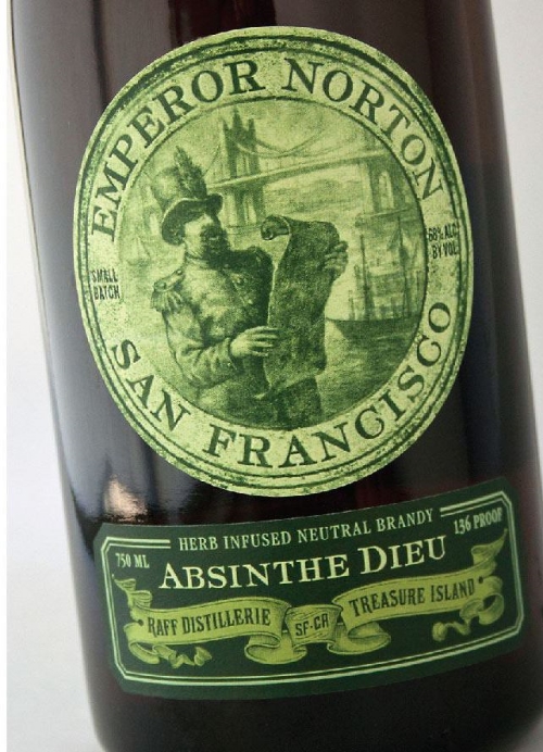 Emperor Norton Absinthe Dieu, made by Raff Distillerie on Treasure Island.