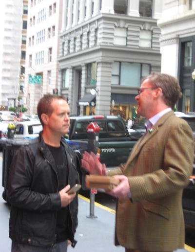 Founding Member of the Campaign Andy Wernette (l) with John Lumea outside The House of Shields.