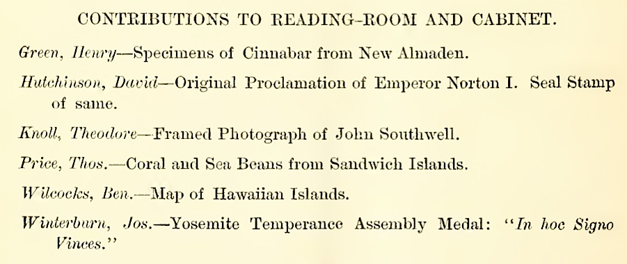 Detail from Twenty-Fifth Annual Report of the Odd Fellows' Library Association of the City and County of San Francisco, for 1879-80, p. 24. | Source: Internet Archive .