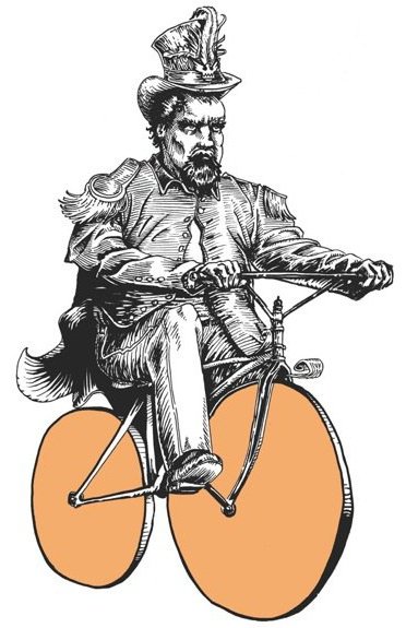 "Emperor Norton I" (2010), by Michael D. Morgan. Originally exhibited at the 2010 Artcrank SF group show of bicycle-themed poster art. Inspired by an 1869 photograph of Emperor Norton by Eadweard Muybridge. Limited edition print on view at Emperor Norton's Boozeland, San Francisco. © 2010 Michael D. Morgan.